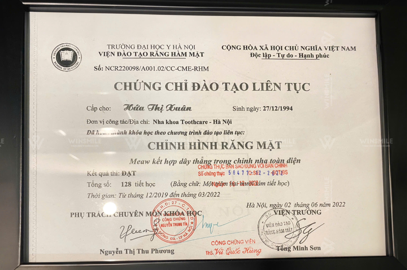 Chứng chỉ đào tạo liên tục của Viện đào tạo Răng Hàm Mặt của Đại học Y Hà Nội