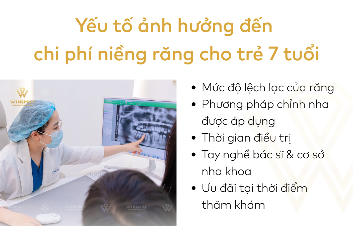 Các yếu tố ảnh hưởng đến chi phí niềng răng cho trẻ 7 tuổi