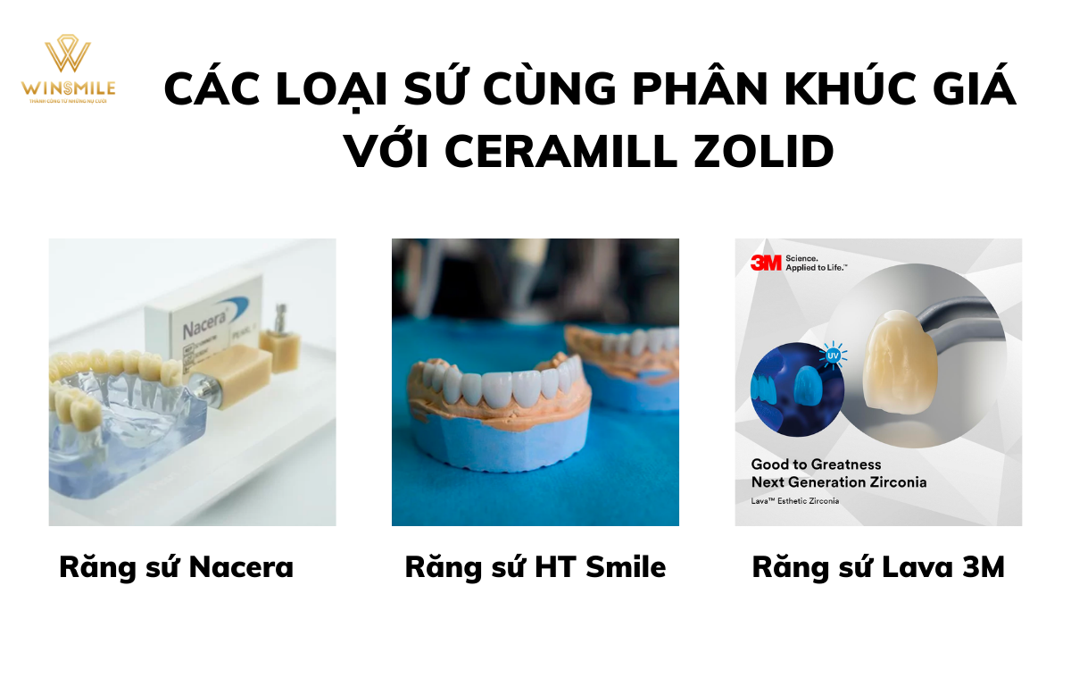 Các loại răng sứ cùng phân khúc giá Ceramill Zolid
