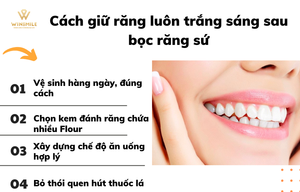 Cách để giữ răng luôn trắng sáng sau bọc răng sứ